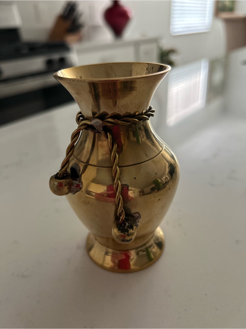 Small Solid Brass Urn Pitcher Vase